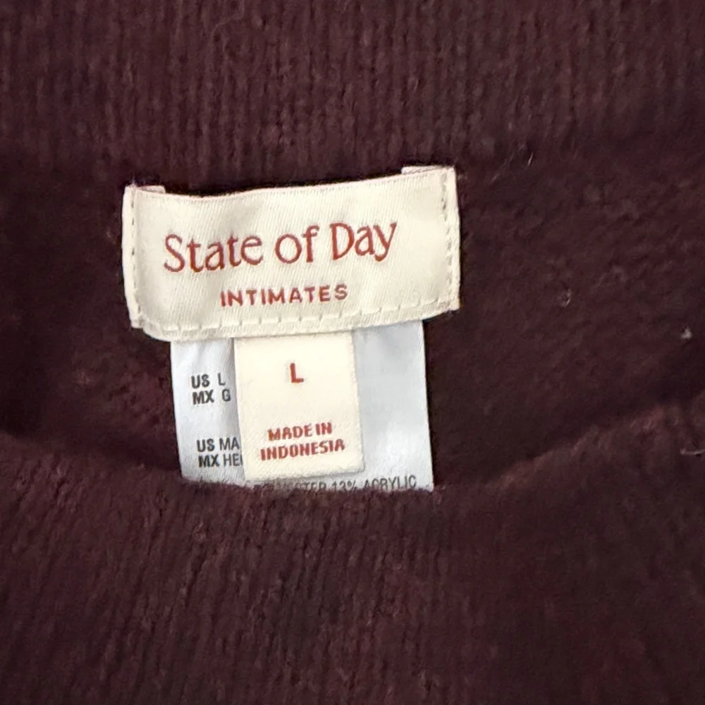 NWT Women's  State of Day burgundy Knit Lounge Set